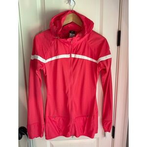Nike Dri-FIT Womens Pink Lightweight Hooded Running Jacket Small